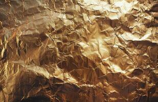 Close Up Of Crumpled Gold Foil Texture photo