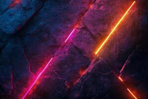 Colorful cracks in a dark textured wall create a striking visual effect in a modern setting photo