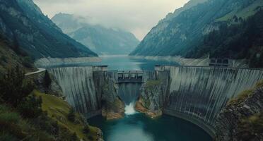 Majestic Dam and Reservoir in the Swiss Alps photo