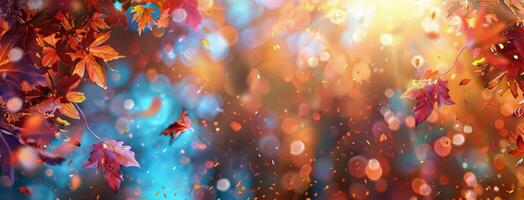 Vibrant Red Autumn Leaves Against A Blurred Bokeh Background photo