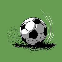 Soccer ball in motion on a green background. Speed lines suggest rapid movement. Ideal for sports related assets vector