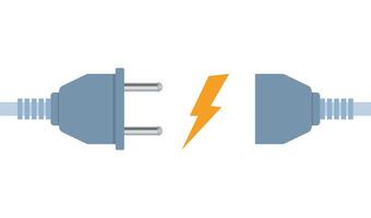 Electric socket and plug. European type of electric equipment. Power socket with cable. Connection and disconnection concept. illustration. vector