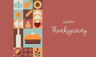 Happy Thanksgiving banner. Horizontal poster, greeting card, header for website. Modern neo geometric abstract background. illustration vector