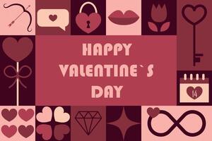 Abstract modern geometric background for Valentines day. Festive banner with mosaic pattern. illustration vector