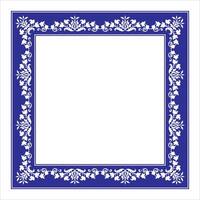 Beautiful square frame arabesque. Vintage, ethnic frame with arabesques EPS. Blue with white frame. Pattern frame for square surfac, household utensil, textile, embroidery vector