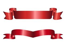 Set of two decorative red ribbon banners isolated on white. Red ribbons. Ribbon banner set. Red ribbons. For the award, graduate. Blank retro flag, tape for text, price tag, sale label. vector