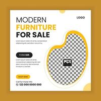 Modern furniture web post banner design template and online sale banner vector