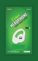 Headphone sale Social media story banner design and web post vertical banner design template vector