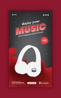 Headphone sale social media story banner design and technology device promotion post design template vector