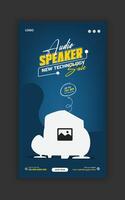 New arrival audio speaker social media story template vector