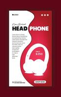 Headphone sale Social media story banner design and web post vertical banner design template vector