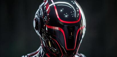 Futuristic Robot Wearing a Red And Black Helmet photo