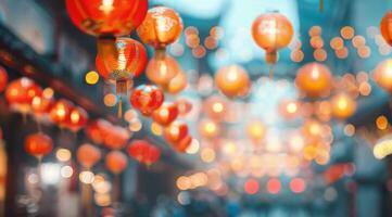 Red Lanterns Hanging in Chinatown photo