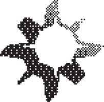 Bitmap pattern star shape. Halftone gradient element. Y2k graphic abstract icon. Dither noisy grunge texture. png