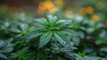 Close Up of Marijuana Plant With Blurry Background photo
