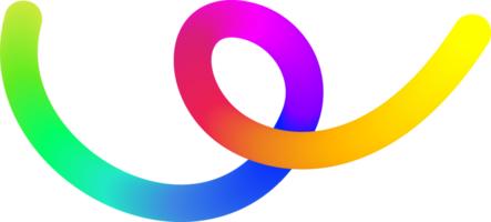 Rainbow gradient line. Fluid color element. Wavy blend swirl stripe. Dynamic twisted flowing stroke for posters and banners. png