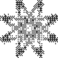 Pixel pattern shape. Textured flower with bitmap Y2k dither gradient. Retro star with old computer game graphic effect. Halftone grunge illustration png