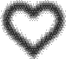 Bitmap pixel arcade game effect. Hearts y2k halftone pattern shape. Dither aesthetic gradient glow icon. 2000s design grainy illustration png