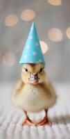 Duckling Wearing Party Hat photo