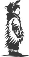 A black and white illustration of a man in a costume vector