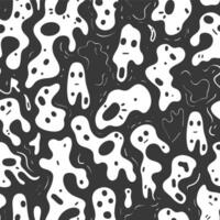 A black and white pattern with ghostly faces vector
