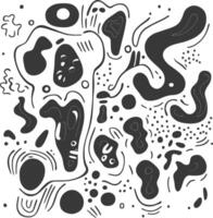 A black and white drawing of a bunch of shapes vector