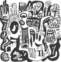 A black and white drawing of a group of people vector