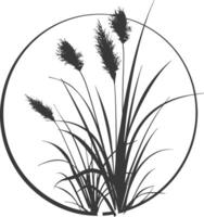 A black and white drawing of grass in a circle vector
