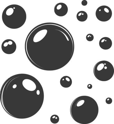 Black and white bubbles on a white background