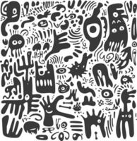 A black and white drawing of a bunch of different animals vector