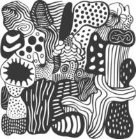 A black and white drawing of a bunch of different shapes vector