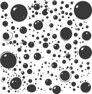A black and white illustration of bubbles