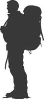 Silhouette of a man with a backpack vector