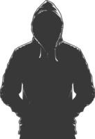 A silhouette of a man in a hoodie vector