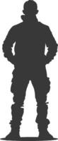 Silhouette of a soldier standing with his hands on his hips vector