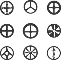 A set of six different types of wheels vector