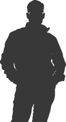 A silhouette of a man in a suit