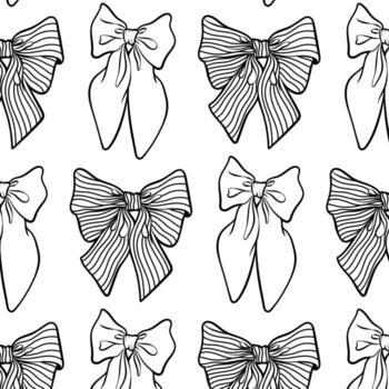 Black and white retro seamless pattern with bows. Modern background design. Repeating print for fabric, wrapping paper, textile vector