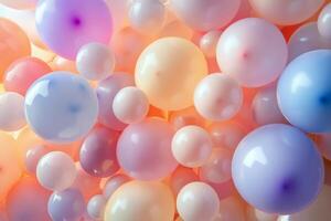 Colorful balloons fill the sky during a joyful outdoor celebration on a sunny day photo