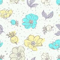 seamless pattern colorful hand drawn groovy floral background vector