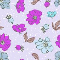 seamless pattern colorful hand drawn groovy floral vector