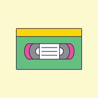 a cassette tape icon in a flat style vector