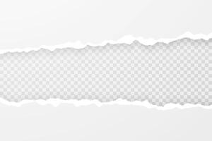 Realistic illustration of torn paper edges. Ripped sheet with soft shadow and place for text or image. template for banner, header, advertisement design. vector