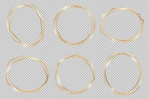 Set of modern shiny polygonal and oval shapes. Collection of gold geometric frames can be used in various design projects, advertisements, wedding invitations, cards, web-design and more. vector