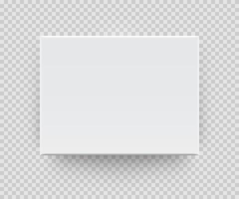 Canvas wall display with realistic shadow isolated on light background. White blank paper sheet hanging on the wall. mockup template for picture, painting, poster, flyer, card, banner.