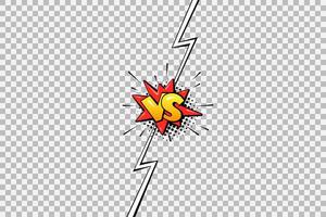 Pop art versus background template for cartoon comic book page or poster. Boom bubble with halftone effect and lightning border in pop-art style design. VS sign isolated on light background. vector