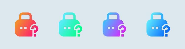 Forget solid icon in gradient colors. Password signs illustration. vector