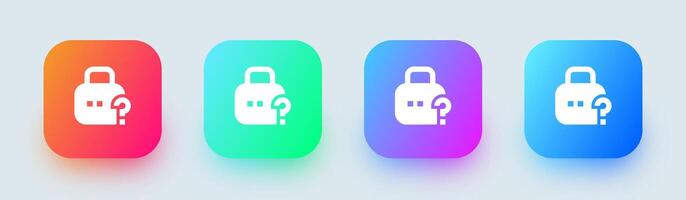 Forget solid icon in square gradient colors. Password signs illustration. vector