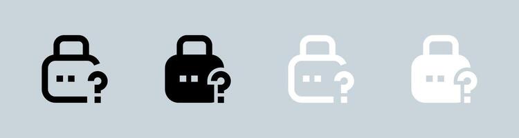 Forget icon set in black and white. Password signs illustration. vector
