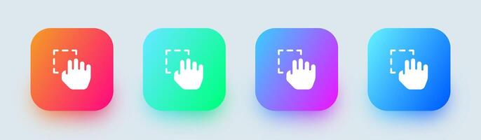 Drag solid icon in square gradient colors. Cursor signs illustration. vector